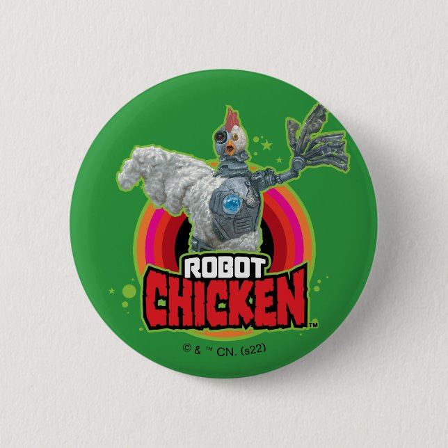 Robot Chicken Character Logo Button (Front)