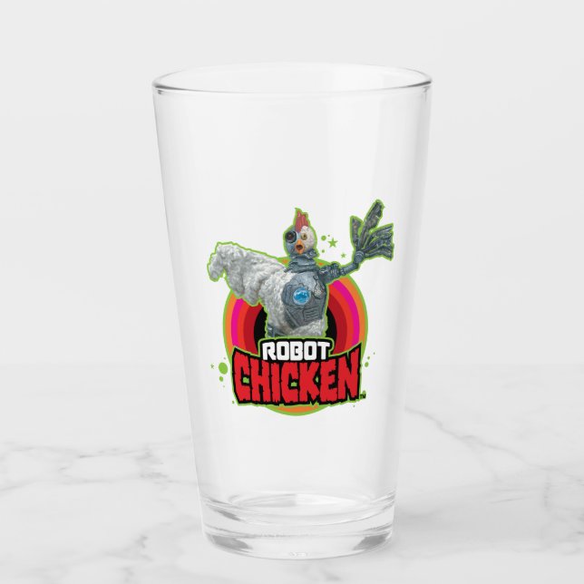 Robot Chicken Character Logo Glass (Front)