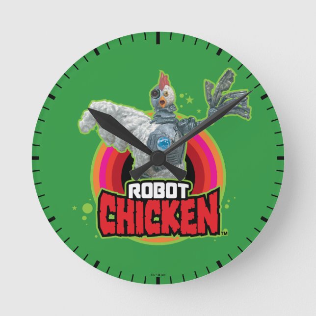 Robot Chicken Character Logo Round Clock (Front)