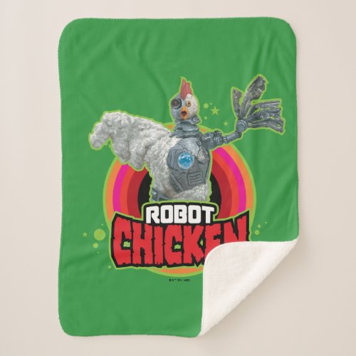 Robot Chicken Character Logo Sherpa Blanket