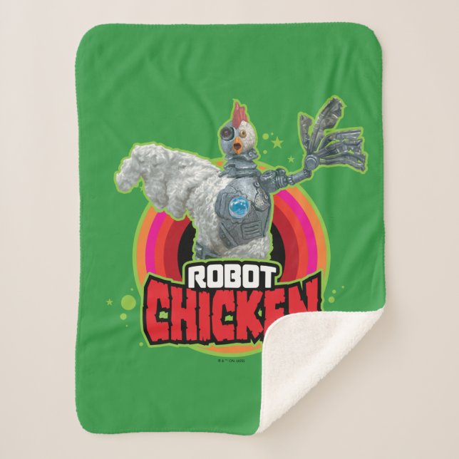 Robot Chicken Character Logo Sherpa Blanket (Front)