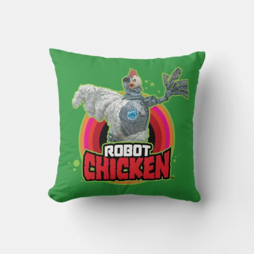 Robot Chicken Character Logo Throw Pillow