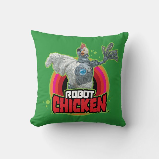 Robot Chicken Character Logo Throw Pillow (Front)