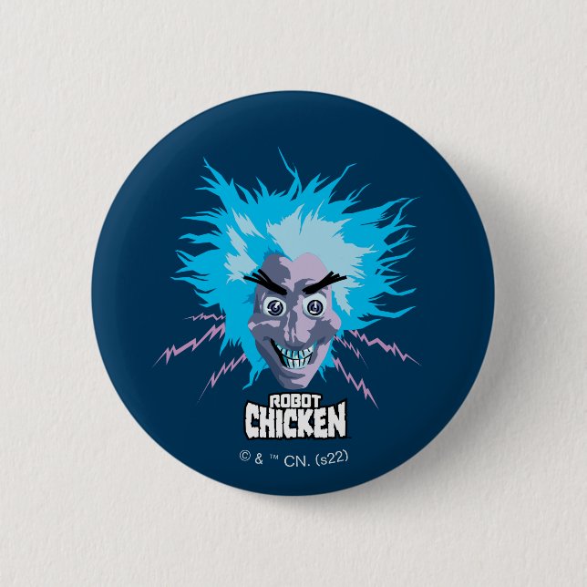 Robot Chicken Scientist Head Graphic Button (Front)