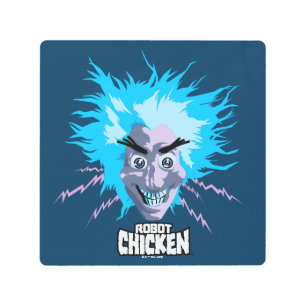 Robot Chicken Scientist Head Graphic Metal Print