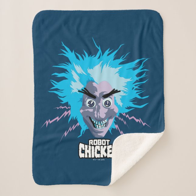 Robot Chicken Scientist Head Graphic Sherpa Blanket (Front)