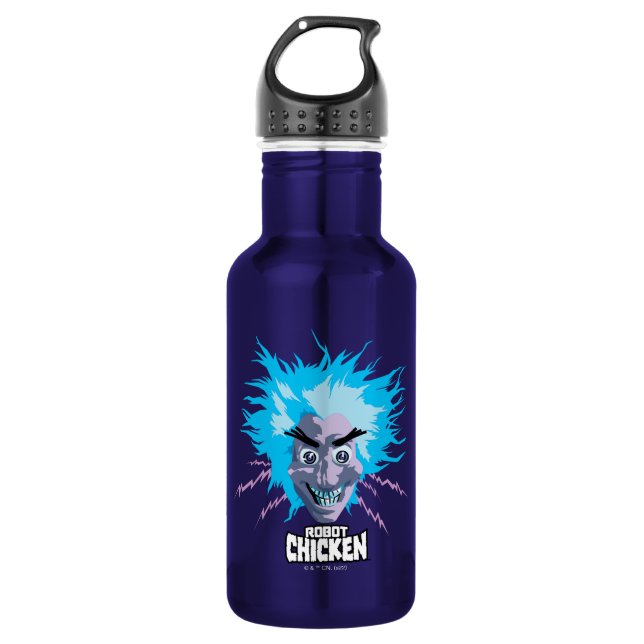 Robot Chicken Scientist Head Graphic Stainless Steel Water Bottle (Front)
