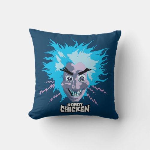 Robot Chicken Scientist Head Graphic Throw Pillow