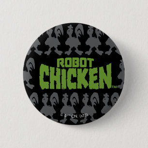 Robot Chicken Silhouette Pattern Button