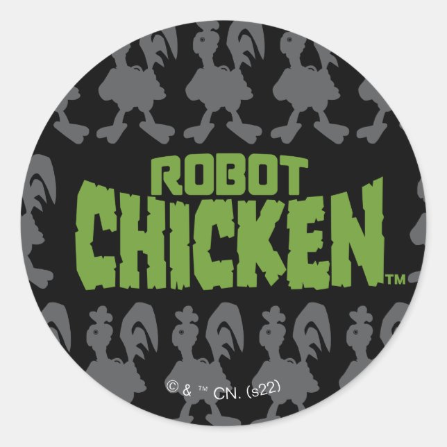 Robot Chicken Silhouette Pattern Classic Round Sticker (Front)