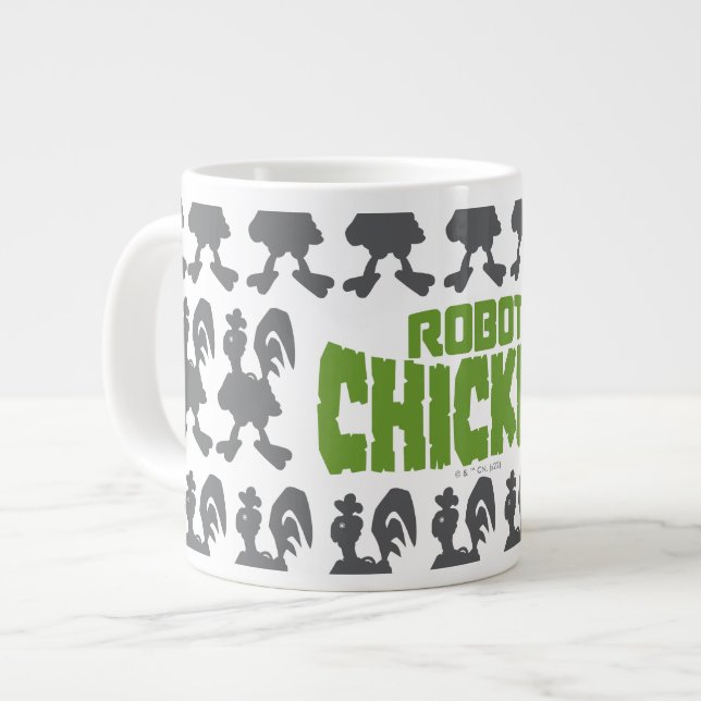 Robot Chicken Silhouette Pattern Giant Coffee Mug (Front Left)