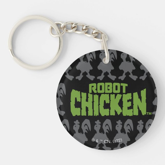 Robot Chicken Silhouette Pattern Keychain (Front)