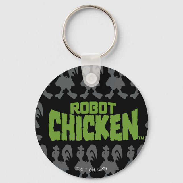 Robot Chicken Silhouette Pattern Keychain (Front)