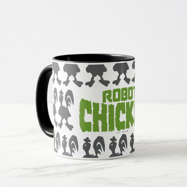 Robot Chicken Silhouette Pattern Mug (Front Left)