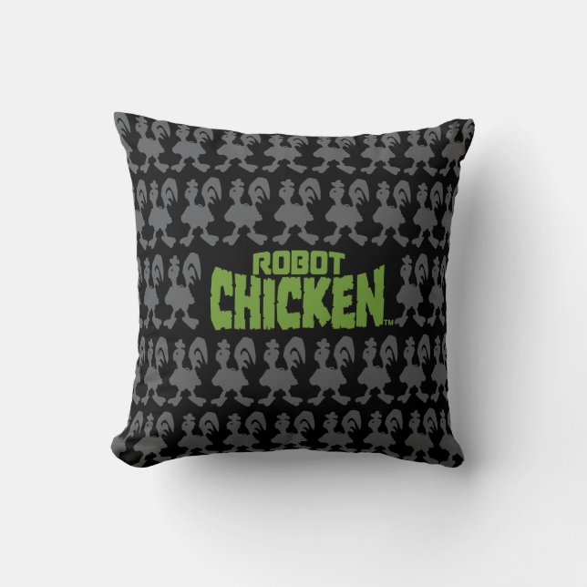 Robot Chicken Silhouette Pattern Throw Pillow (Front)