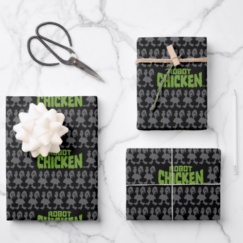 Robot Chicken Silhouette Pattern Wrapping Paper Sheets