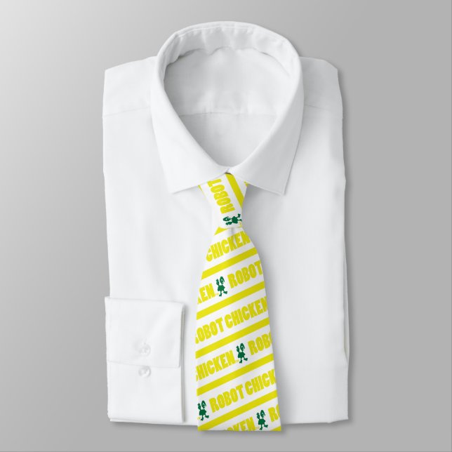 Robot Chicken Stripe Pattern Neck Tie (Tied)