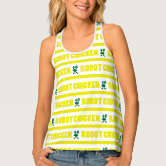 Robot Chicken Stripe Pattern Tank Top