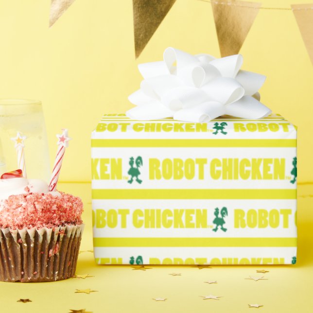 Robot Chicken Stripe Pattern Wrapping Paper (Birthday Party)