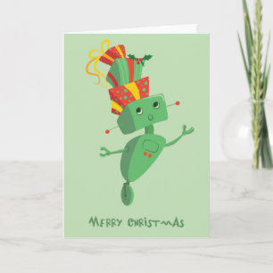 Robot Christmas, Robot with presents Holiday Card