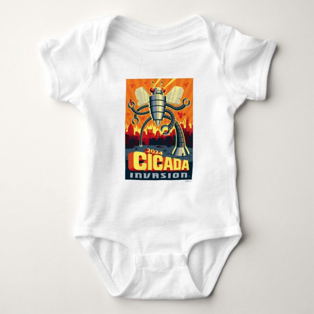Robot Cicada Baby Bodysuit (Front)