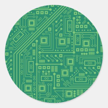 Robot Circuit Board Classic Round Sticker by robyriker at Zazzle