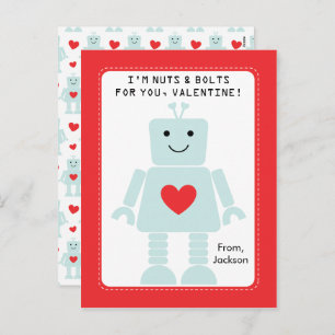 Robot Class Valentines Holiday Postcard