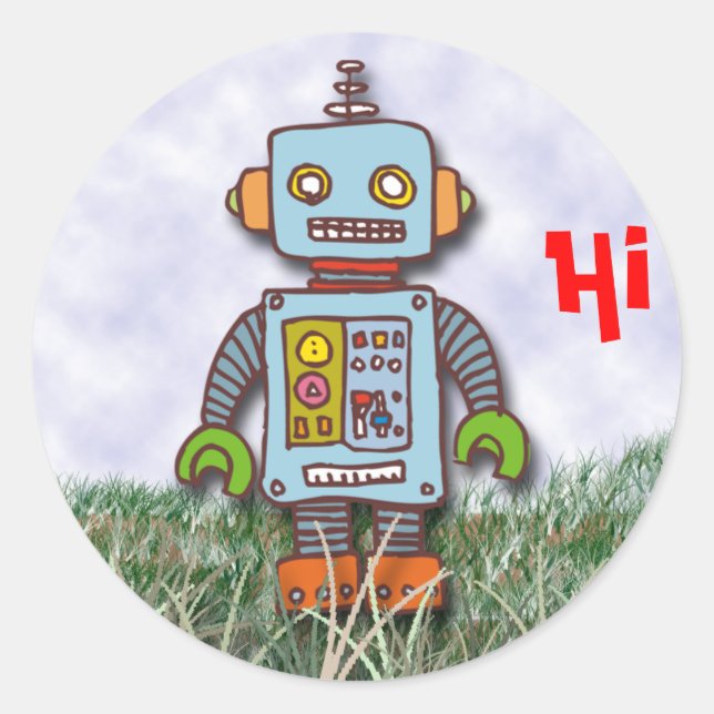Robot Classic Round Sticker (Front)