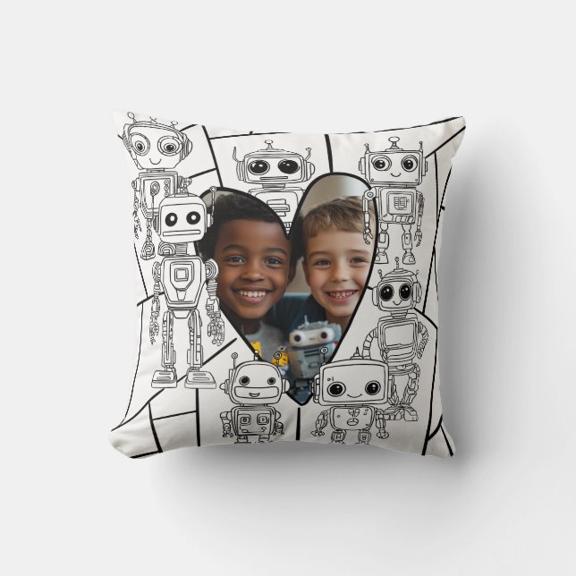 Robot Color-In Photo Cushion (Front)