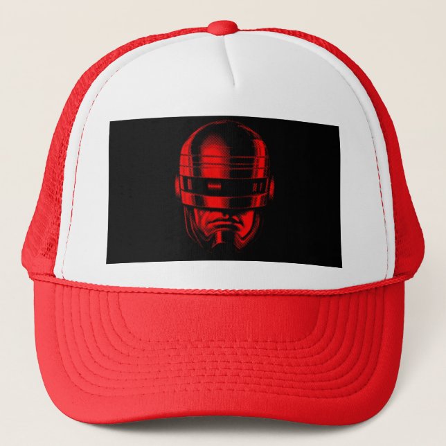 Robot Cop Helmet Trucker Hat (Front)