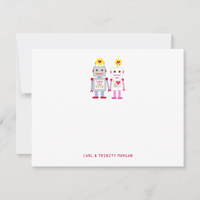 Robot Couple Thank You Note Cards (Front)
