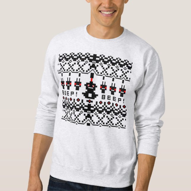 Robot "Cross Stitch" Christmas Sweatshirt (Front)