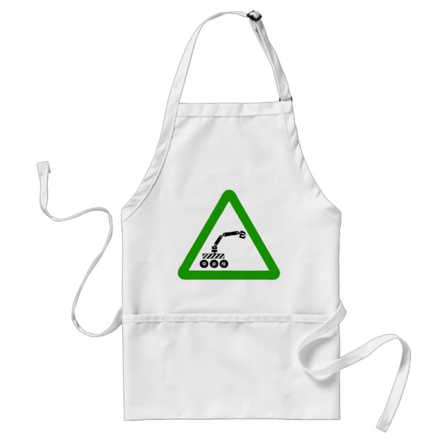 Robot Crossing Warning Sign Adult Apron (Front)