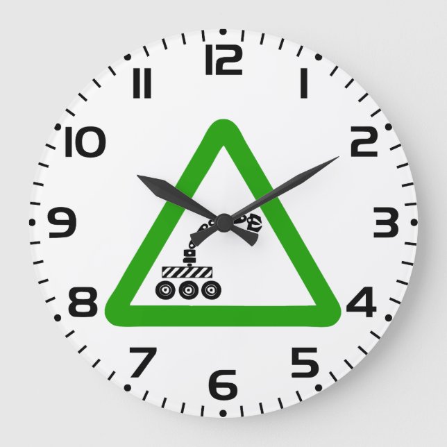 Robot Crossing Warning Sign Large Clock (Front)