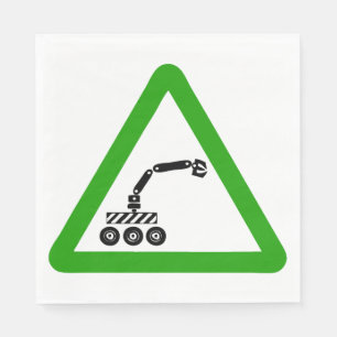 Robot Crossing Warning Sign Napkins