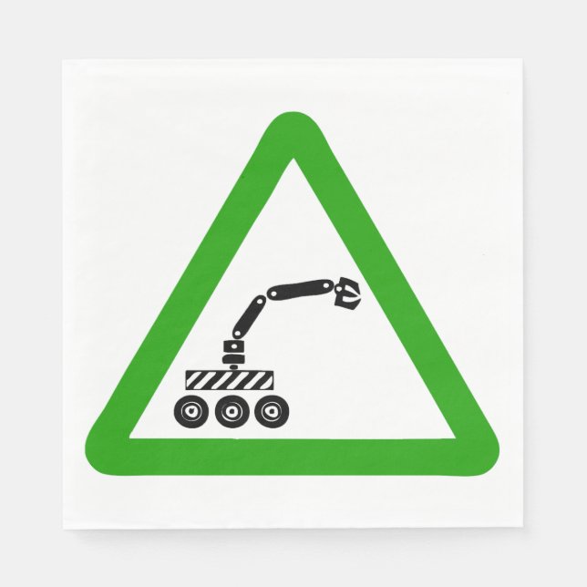 Robot Crossing Warning Sign Napkins (Front)