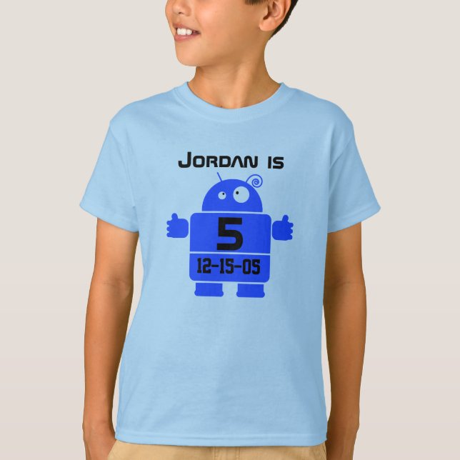 Robot Customizable 5th Birthday T-shirt (Front)