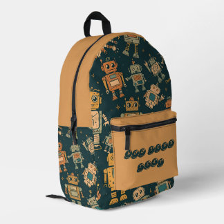 Robot Design Backpack  Personalised with Your Text