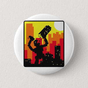 Robot Destroy Pinback Button