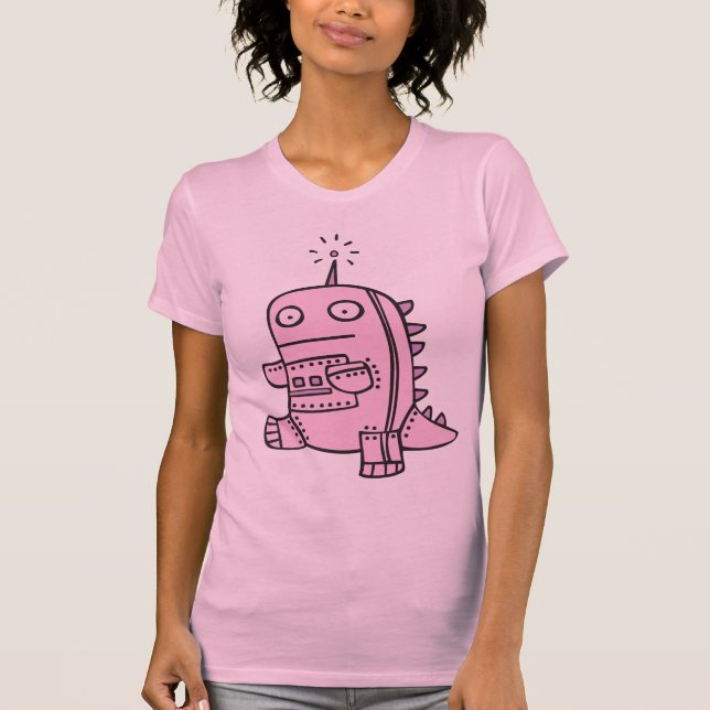 Robot Dino - Pink T-Shirt (Front)