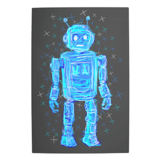 Robot Doodle: One-to-one retrofuturistic charm Metal Print
