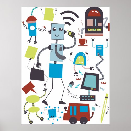 Robot Doodles Poster