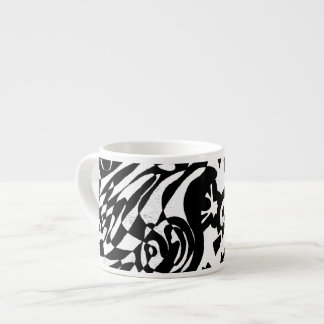 "Robot Dreams" B&W Abstract  Art Espresso Cup