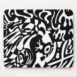 "Robot Dreams" B&W Abstract Art Mouse Pad