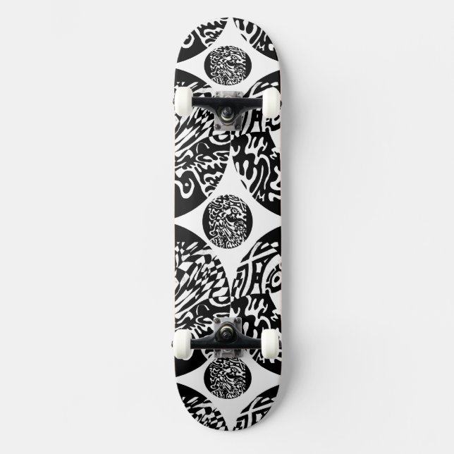 "Robot Dreams" B&W Abstract  Art Skateboard (Front)