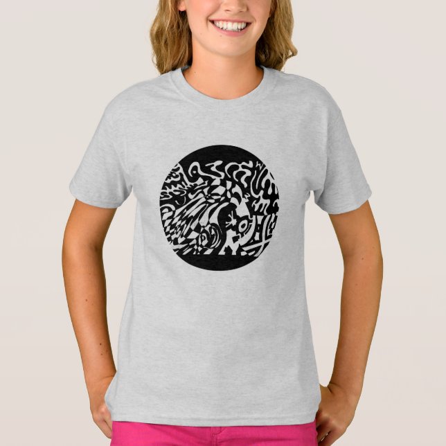 "Robot Dreams" B&W Abstract  Art T-Shirt (Front)