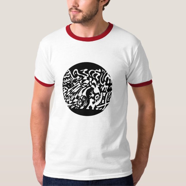 "Robot Dreams" B&W Abstract  Art T-Shirt (Front)