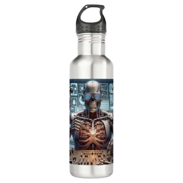 Robot Engineer Stainless Steel Water Bottle (Front)