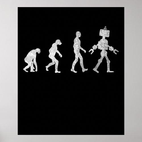 Robot Evolution Ape Monkey Human Funny Poster