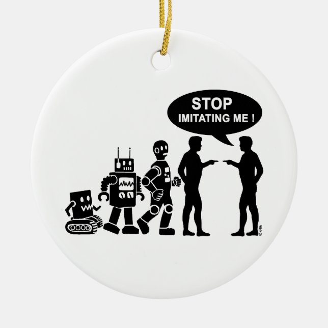 Robot evolution ceramic ornament (Front)